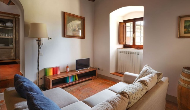 Apartment with A/C, pool, WIFI, TV, terrace, pets allowed, panoramic view, close to Greve In Chianti